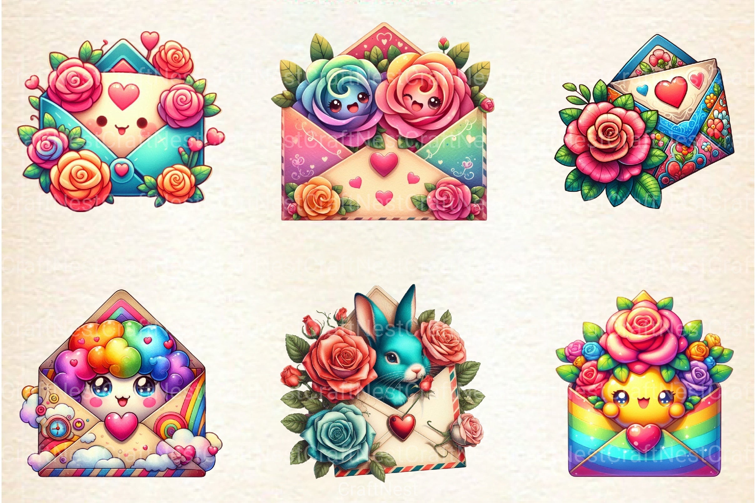 Valentine Peeking Animal Clipart Bundle - CraftNest - Digital Crafting and Art