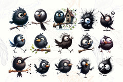 Funny Black Birds Clipart Bundle 2 - CraftNest - Digital Crafting and Art