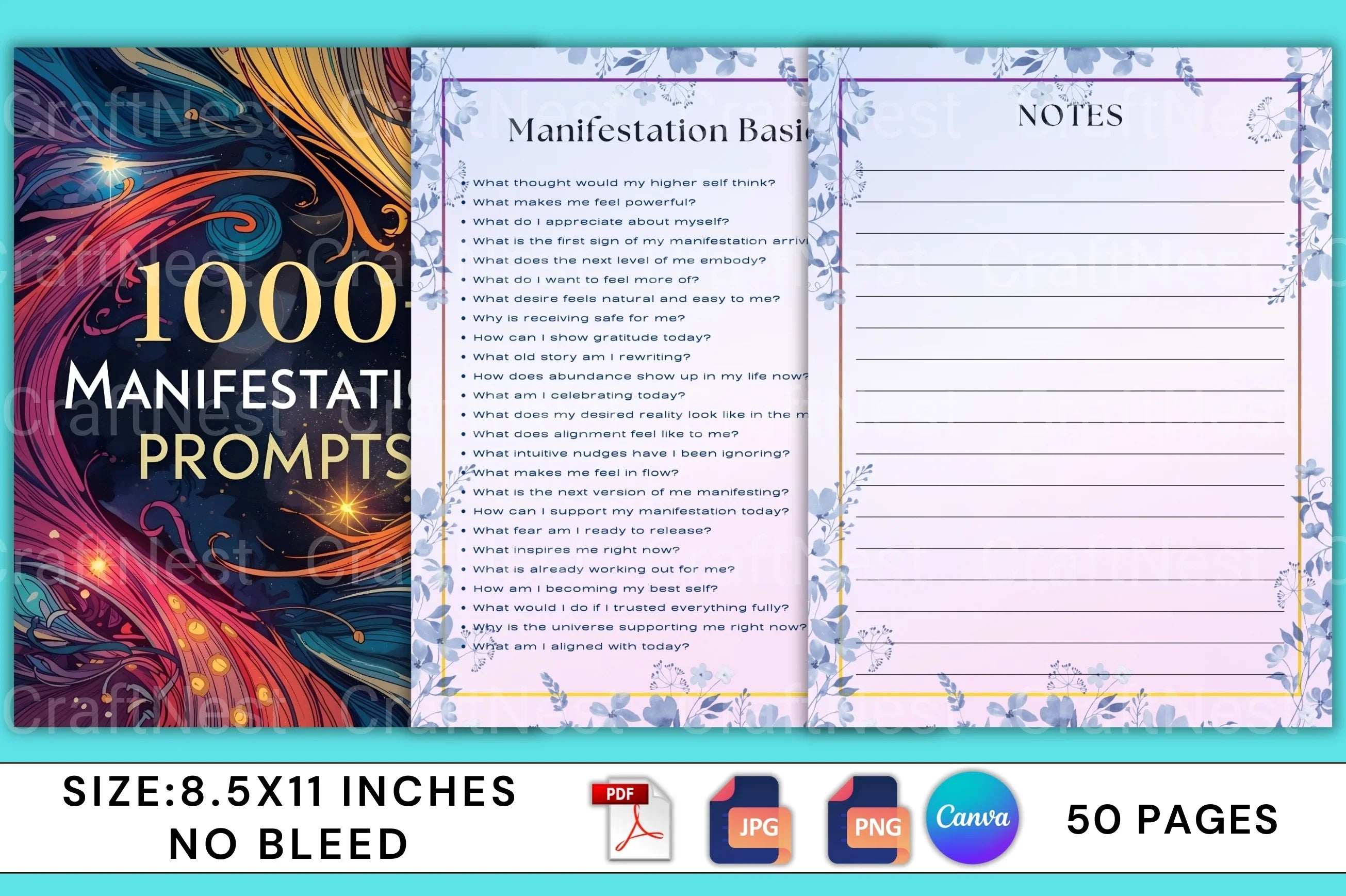 Manifestation Prompts Book for Personal Growth - CraftNest - Digital Crafting and Art