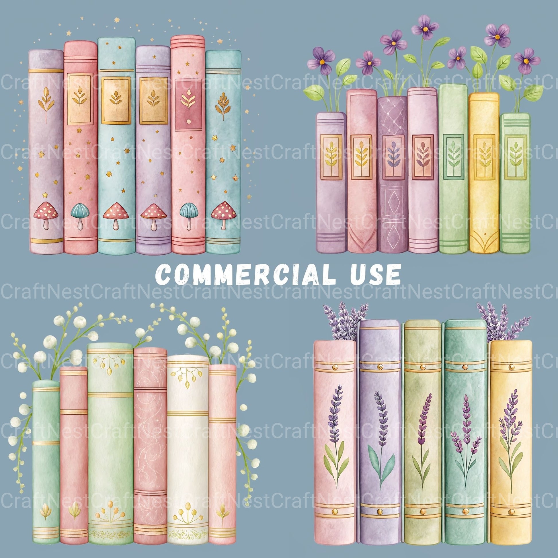 Books N Flowers Clipart Bundle - CraftNest - Digital Crafting and Art