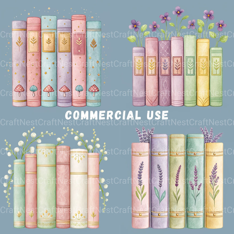 Books N Flowers Clipart Bundle - CraftNest - Digital Crafting and Art
