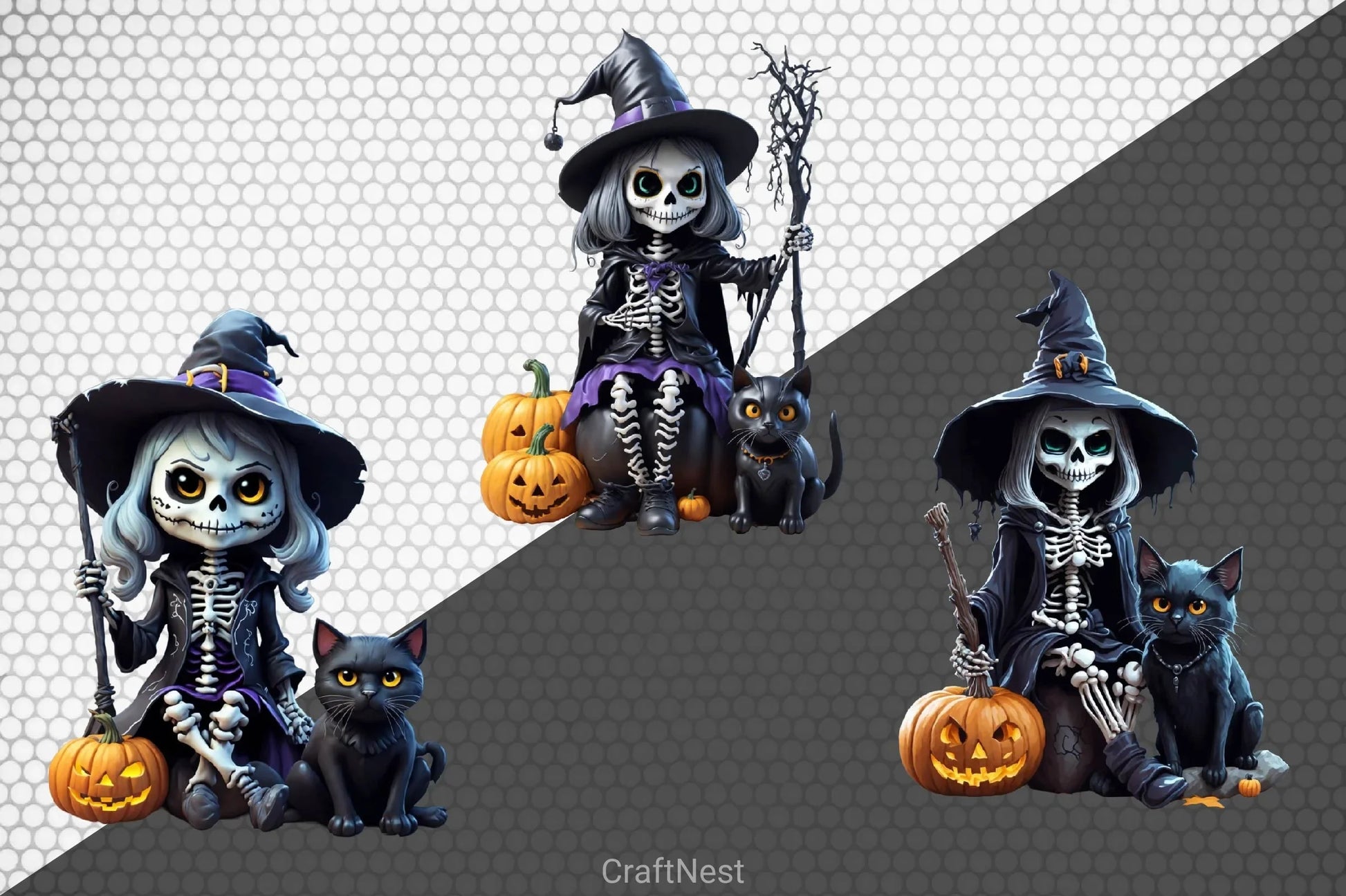 Cute Skeleton Halloween Clipart Bundle - CraftNest - Digital Crafting and Art