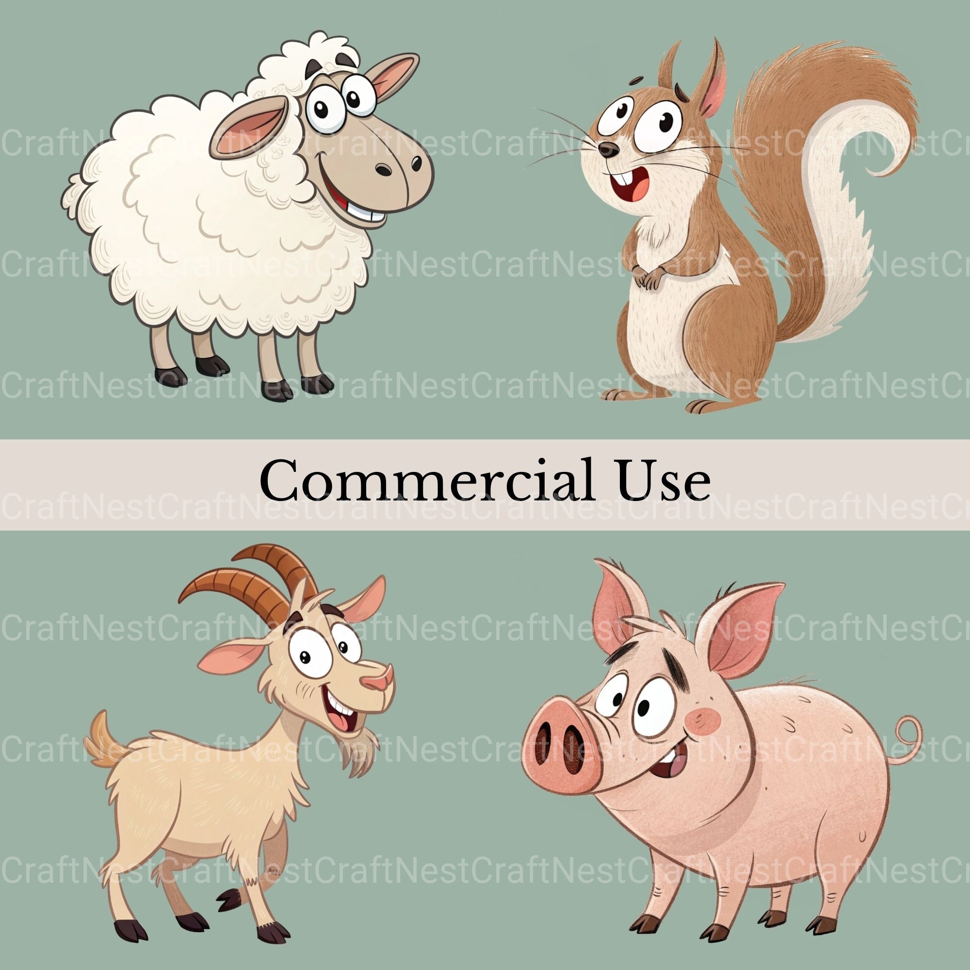 Farm Animals Quirky Clipart Bundle - CraftNest - Digital Crafting and Art