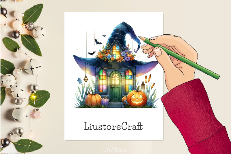 Fairy Halloween Witch House Clipart Bundle - CraftNest - Digital Crafting and Art