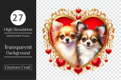 Dog Couple Heart Shape Frame Clipart Bundle - CraftNest - Digital Crafting and Art