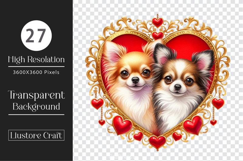Dog Couple Heart Shape Frame Clipart Bundle - CraftNest - Digital Crafting and Art