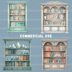 Book Shop & Bookshelves Clipart Bundle - CraftNest - Digital Crafting and Art