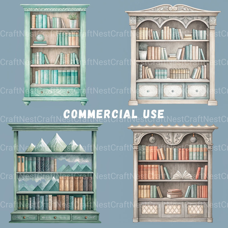 Book Shop & Bookshelves Clipart Bundle - CraftNest - Digital Crafting and Art
