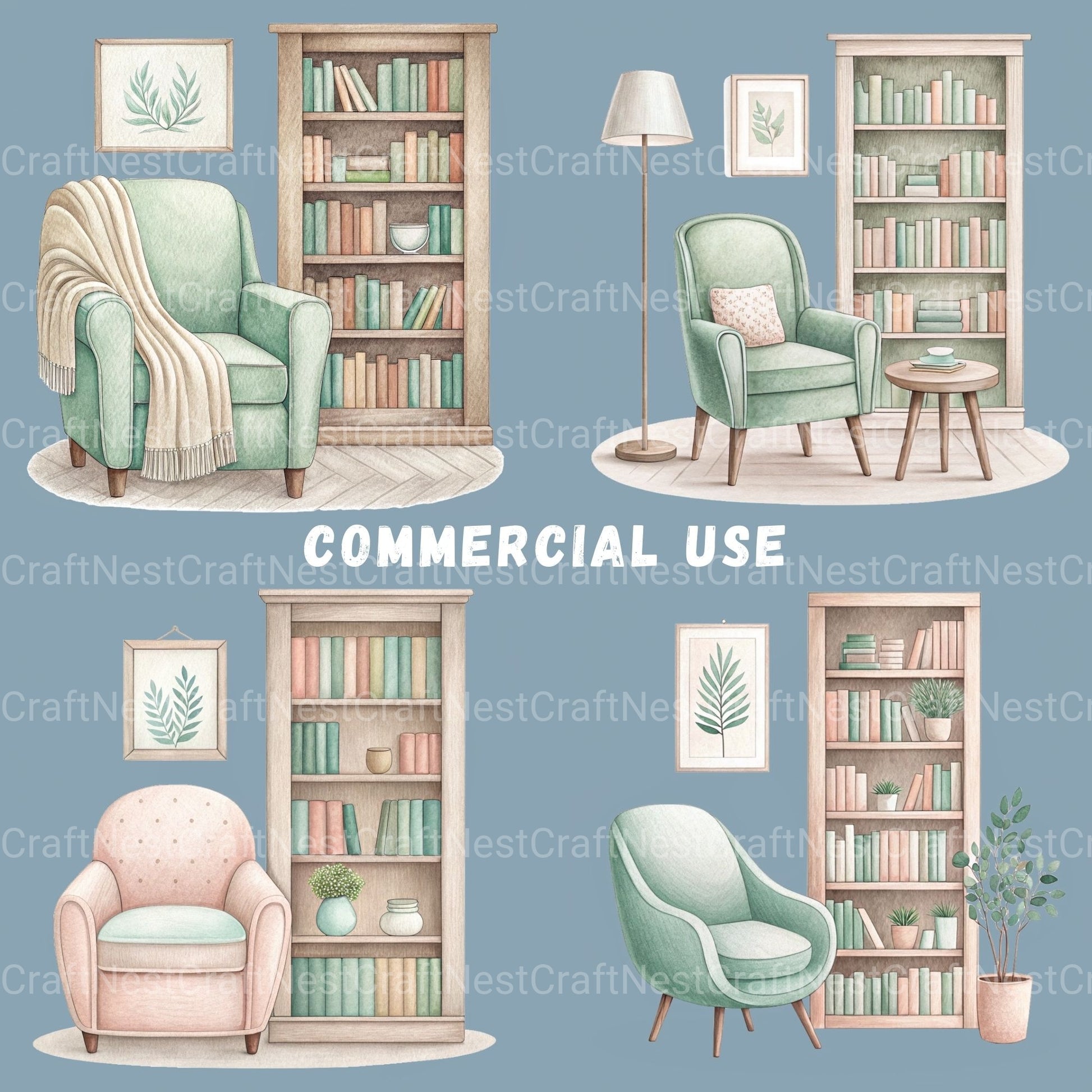 Reading Book Nooks Clipart Bundle - CraftNest - Digital Crafting and Art