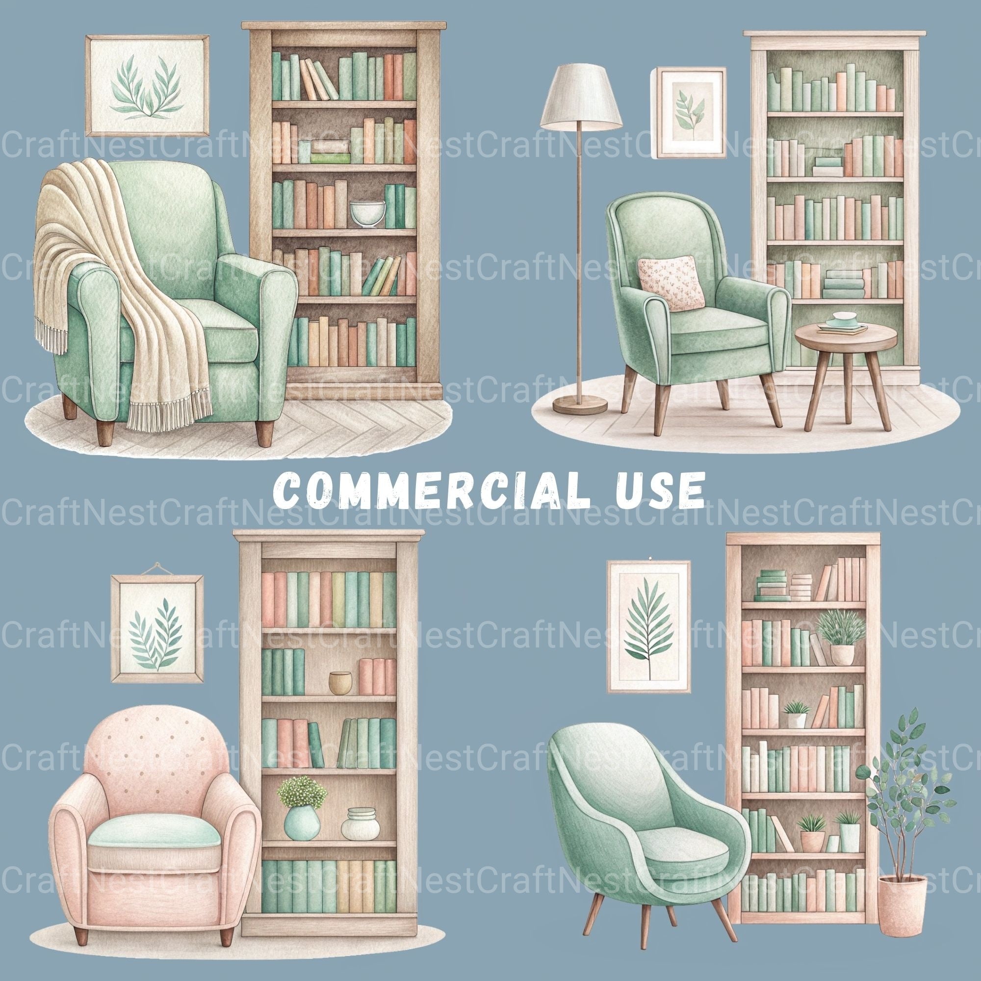 Reading Book Nooks Clipart Bundle - CraftNest - Digital Crafting and Art