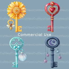 Vintage Keys Clipart Bundle - CraftNest - Digital Crafting and Art