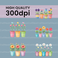 Flowers In Pots Clipart Bundle - CraftNest - Digital Crafting and Art