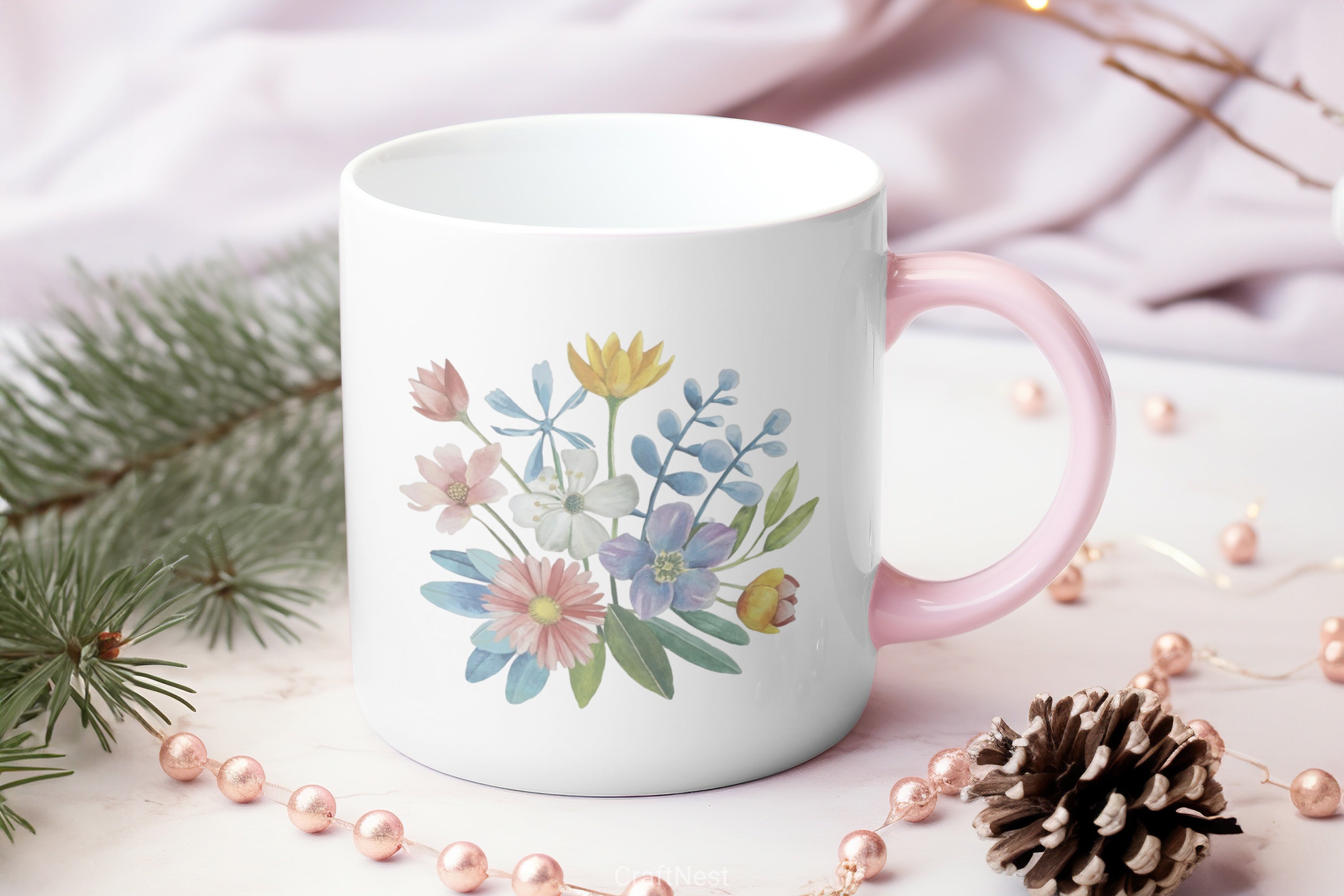 Pastel Folk Art Botanicals Flowers Clipart Bundle - CraftNest - Digital Crafting and Art