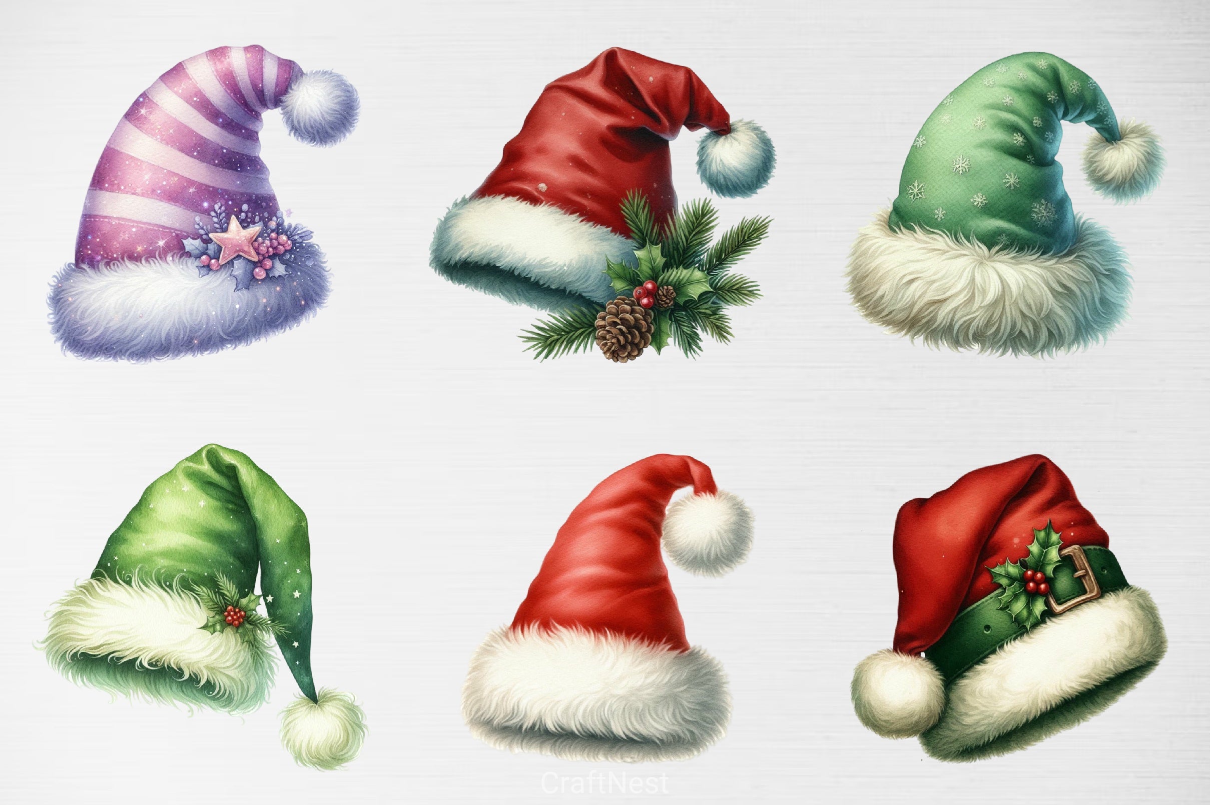 Christmas Santa Hat Clipart Bundle - CraftNest - Digital Crafting and Art