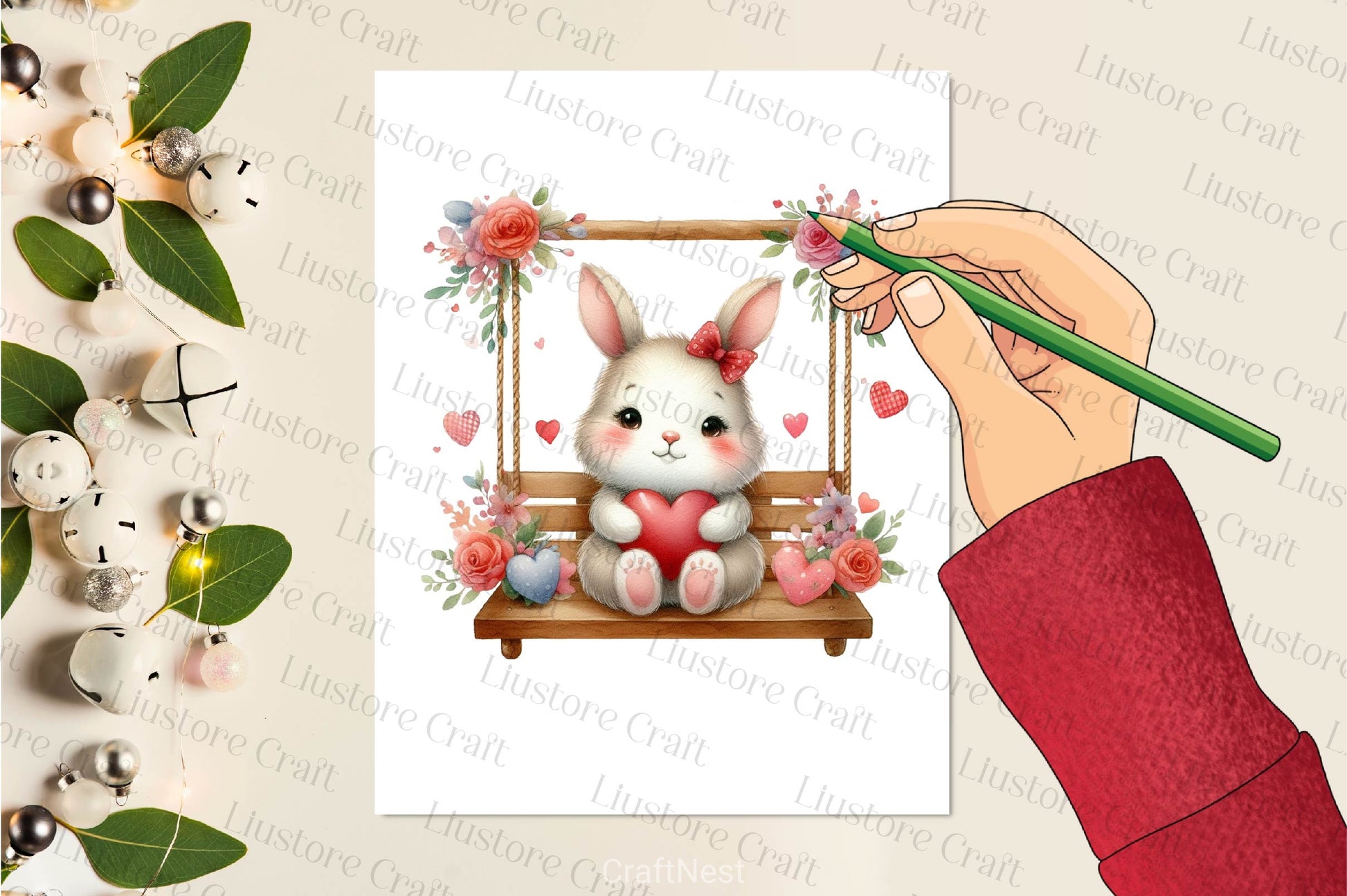 Valentines Animals On Swings Clipart Bundle - CraftNest - Digital Crafting and Art