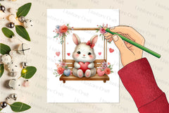 Valentines Animals On Swings Clipart Bundle - CraftNest - Digital Crafting and Art