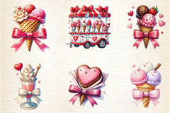 Valentines Ice Cream With Bows Clipart Bundle 2 - CraftNest - Digital Crafting and Art