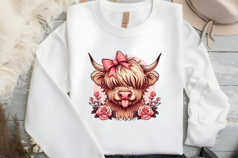 Highland Cow Valentine Clipart Bundle 3 - CraftNest - Digital Crafting and Art