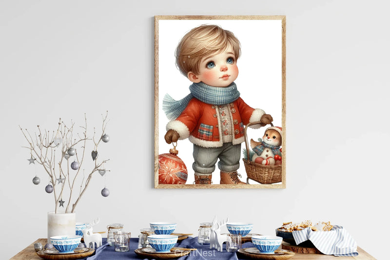 Retro Christmas Boy Clipart Bundle - CraftNest - Digital Crafting and Art