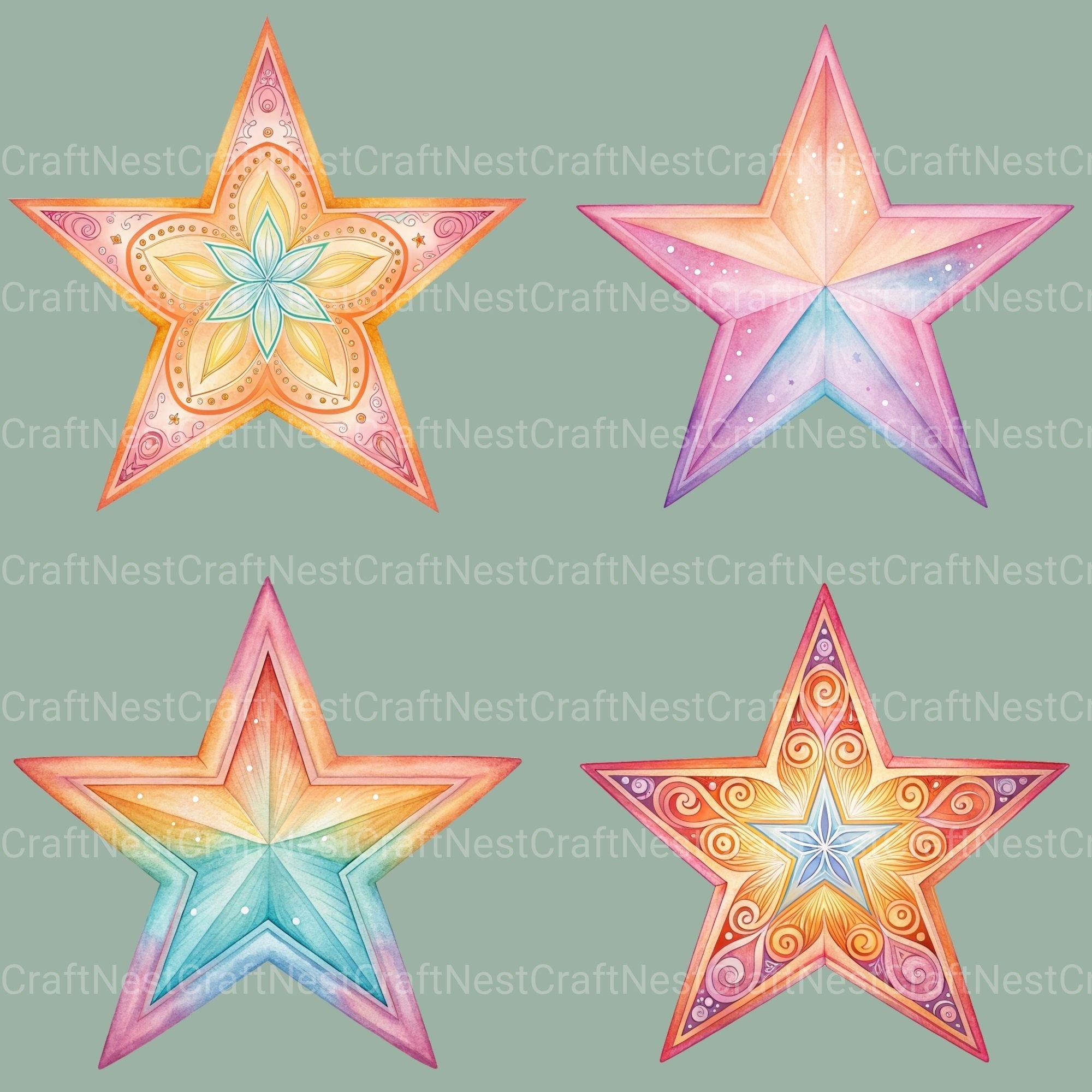 Boho Stars Clipart Bundle - CraftNest - Digital Crafting and Art