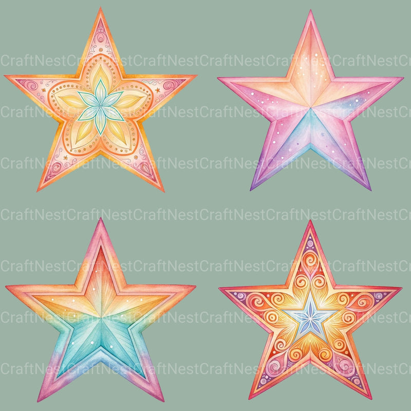 Boho Stars Clipart Bundle - CraftNest - Digital Crafting and Art
