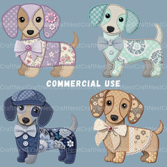 Patchwork Dachshunds Clipart Bundle - CraftNest - Digital Crafting and Art