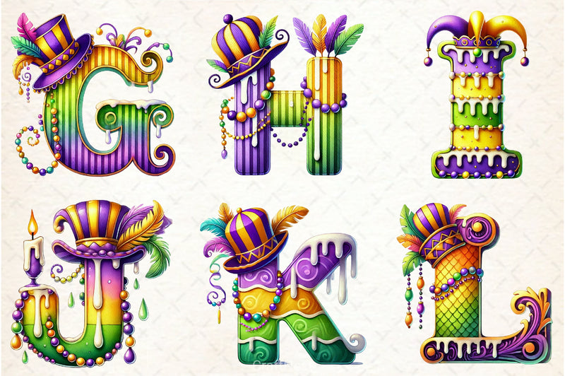Mardi Gras Alphabet Clipart Bundle - CraftNest - Digital Crafting and Art