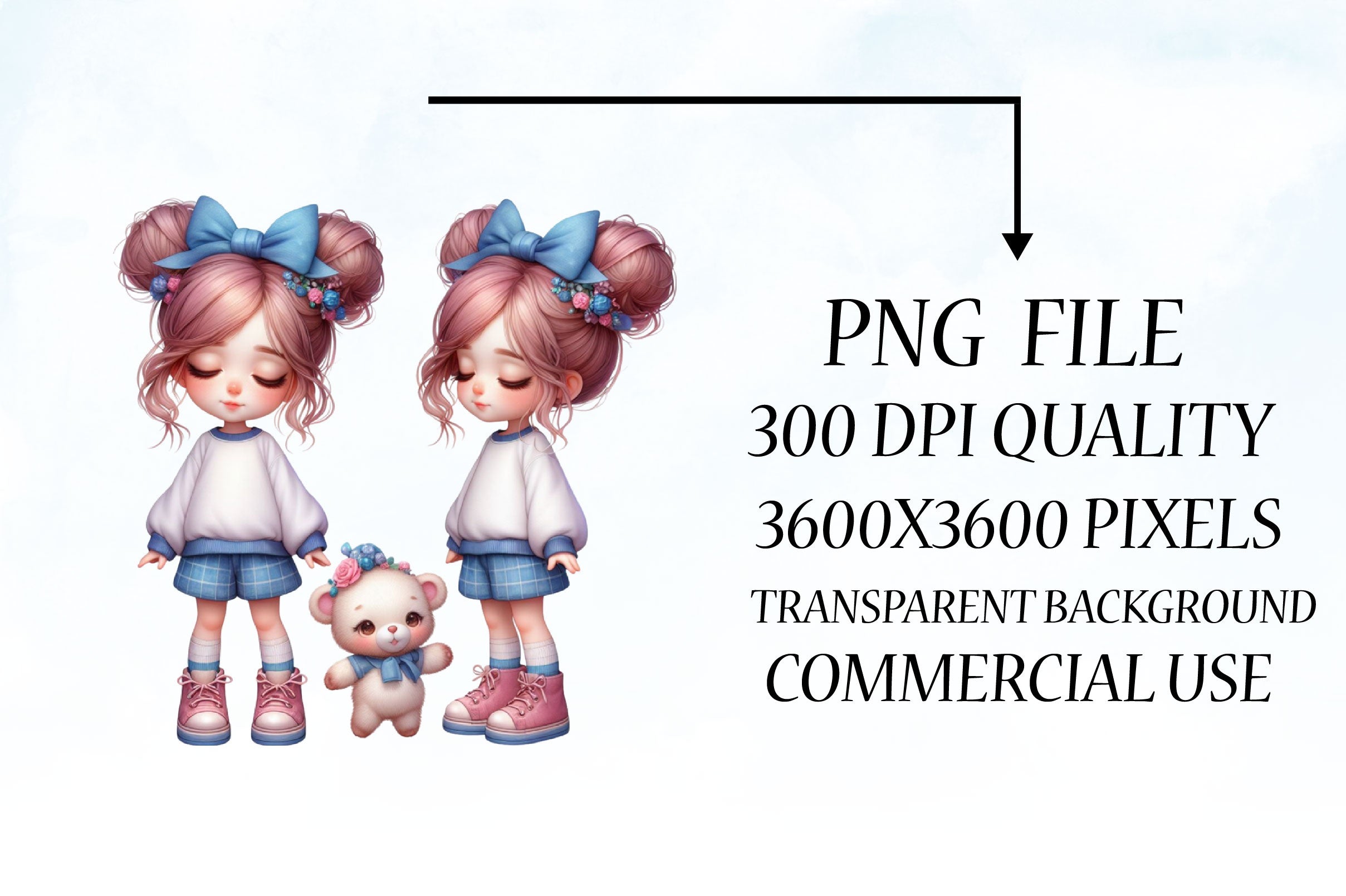 Cute Girls Clipart Bundle - CraftNest - Digital Crafting and Art