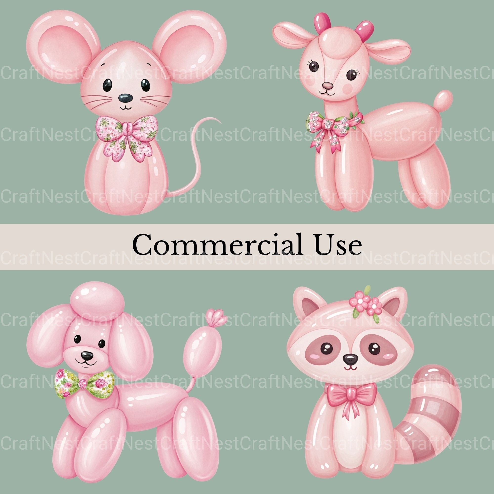 Balloon Animals Coquette Clipart Bundle - CraftNest - Digital Crafting and Art