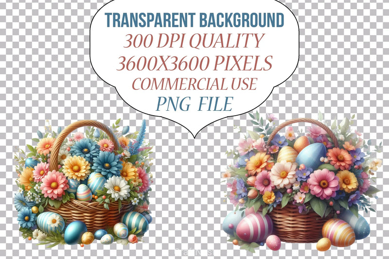 Easter Floral Egg Baskets Clipart Bundle - CraftNest - Digital Crafting and Art