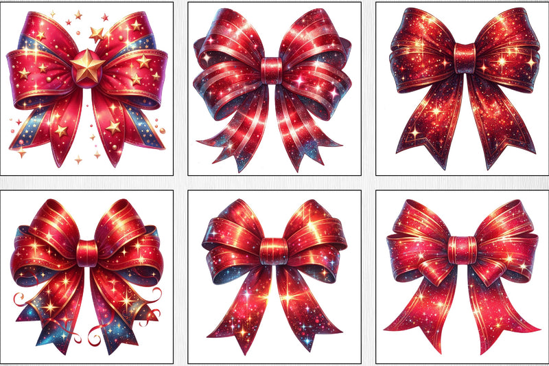 Christmas Red Coquette Bow Clipart Bundle 4 - CraftNest - Digital Crafting and Art