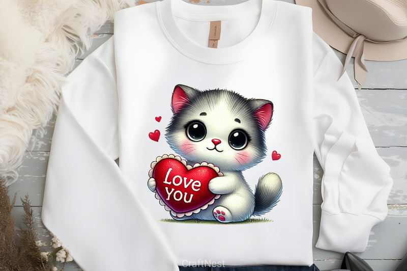 Love You Cat Valentine's Day Clipart Bundle - CraftNest - Digital Crafting and Art