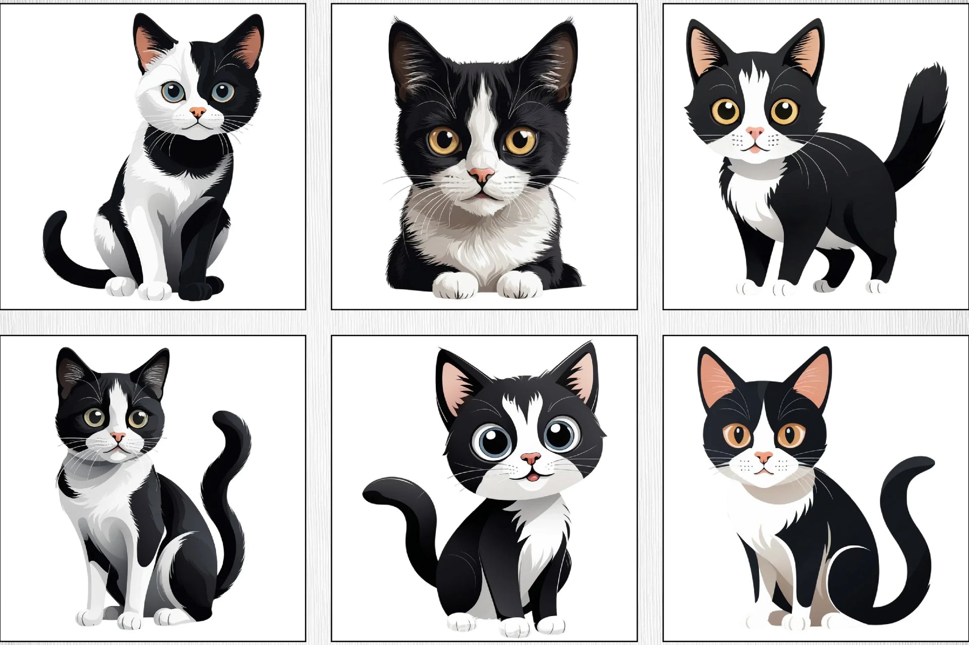 Cute Black & White Cat Clipart Bundle - CraftNest - Digital Crafting and Art
