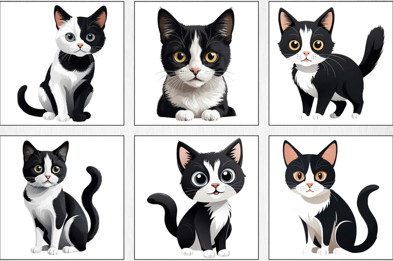 Cute Black & White Cat Clipart Bundle - CraftNest - Digital Crafting and Art