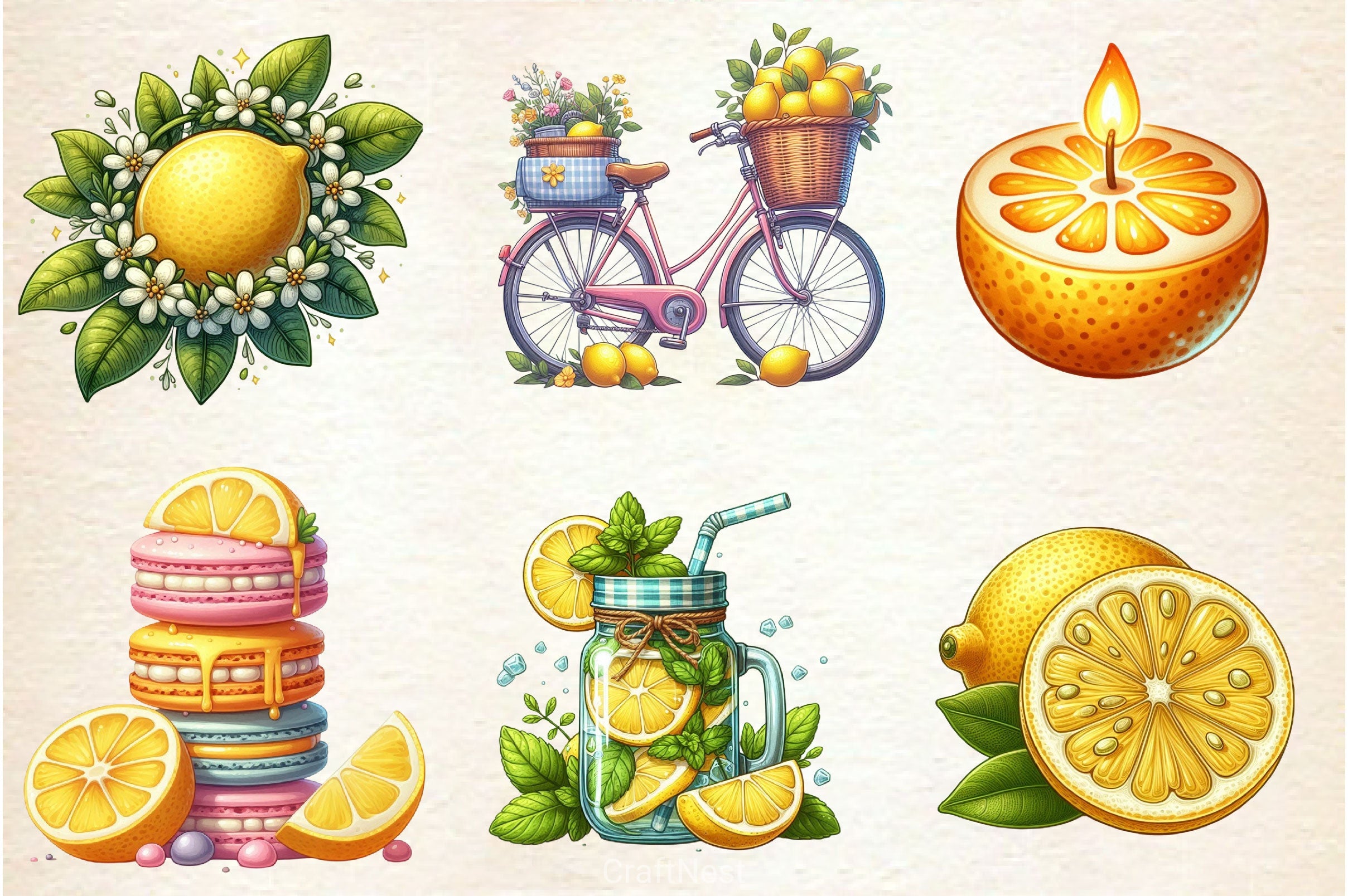 Summer Lemon Clipart Bundle - CraftNest - Digital Crafting and Art