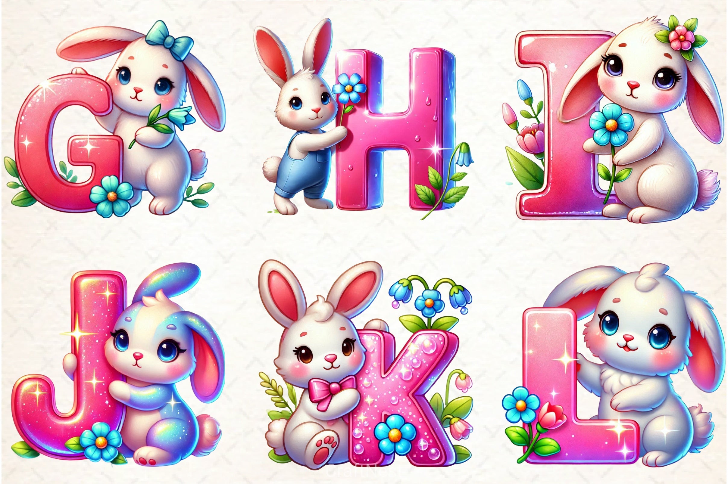 Easter Bunny Alphabet Clipart Bundle 1 - CraftNest - Digital Crafting and Art