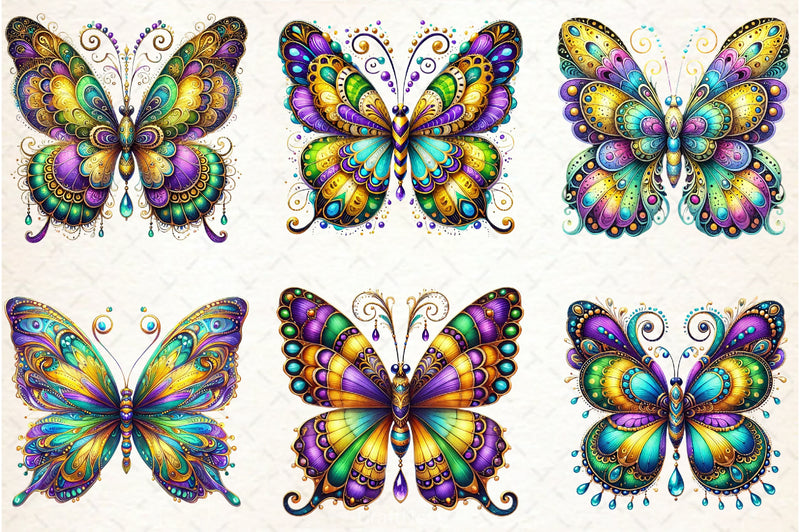 Mardi Gras Butterfly Clipart Bundle - CraftNest - Digital Crafting and Art