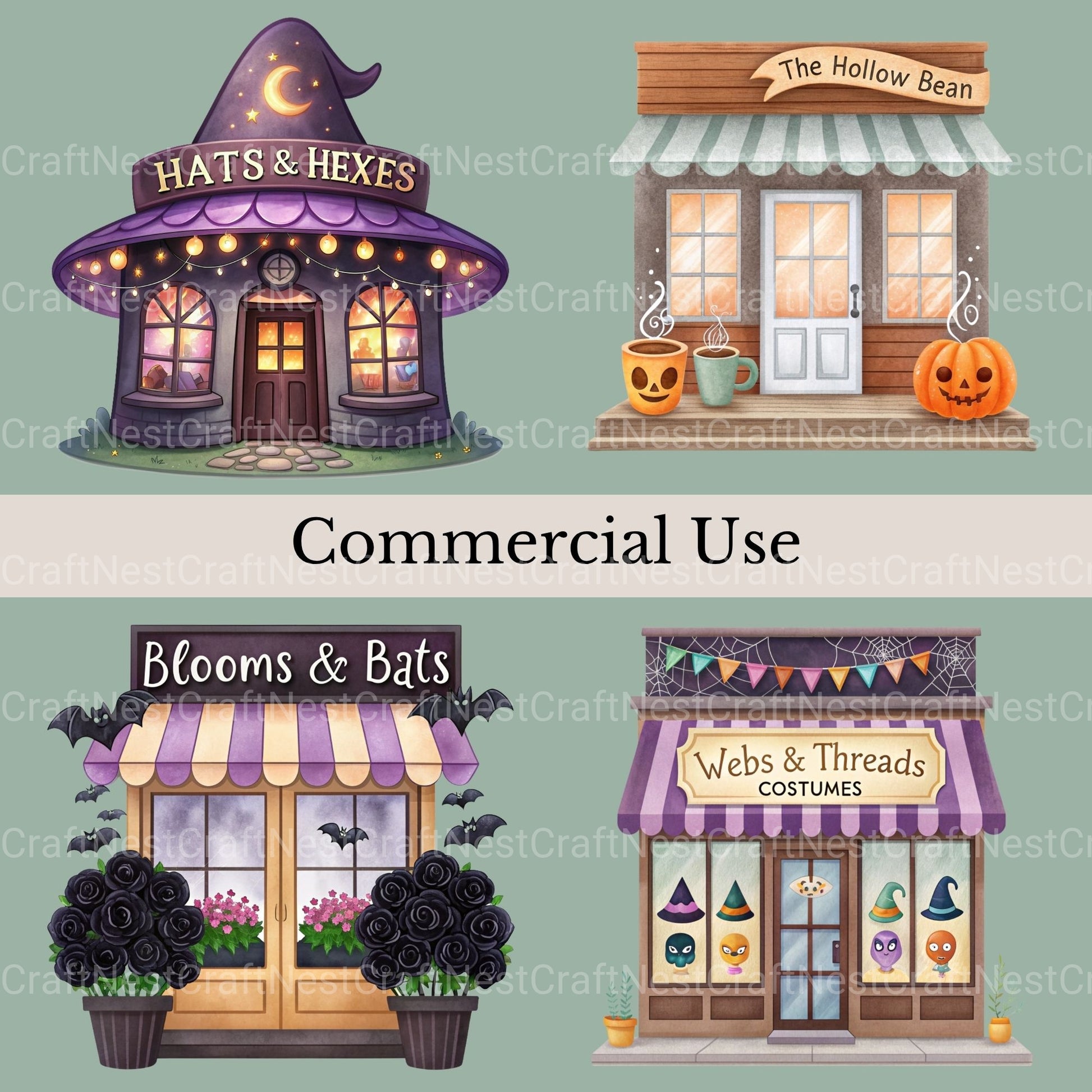Halloween Shops Clipart Bundle - CraftNest - Digital Crafting and Art