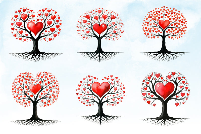 Valentine Heart Tree Clipart Bundle - CraftNest - Digital Crafting and Art