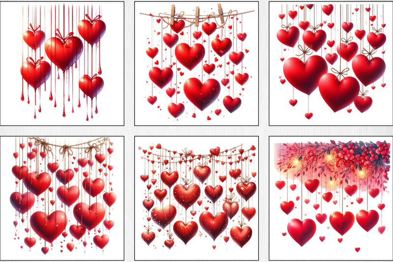 Valentine Red Hearts Clipart Bundle - CraftNest - Digital Crafting and Art