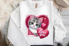 Love You Cat Valentine's Day Clipart Bundle 3 - CraftNest - Digital Crafting and Art