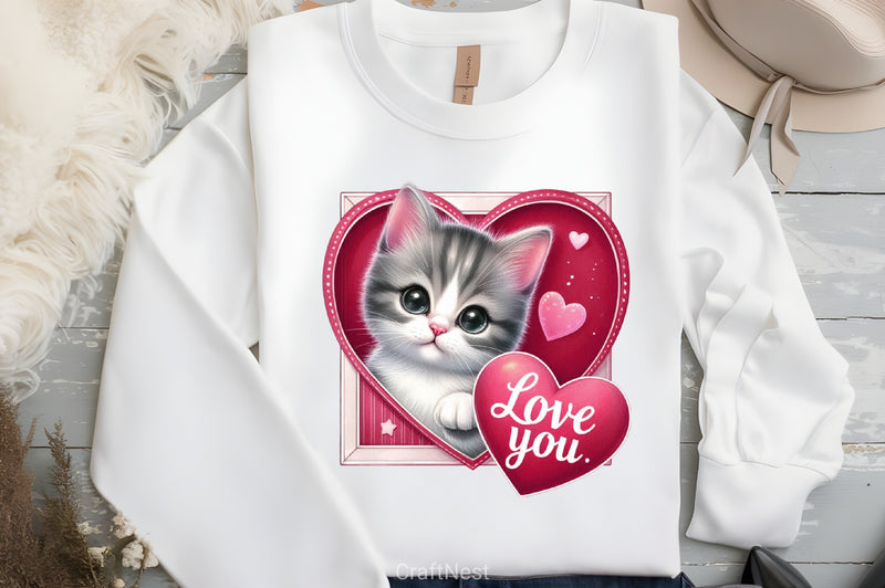 Love You Cat Valentine's Day Clipart Bundle 3 - CraftNest - Digital Crafting and Art