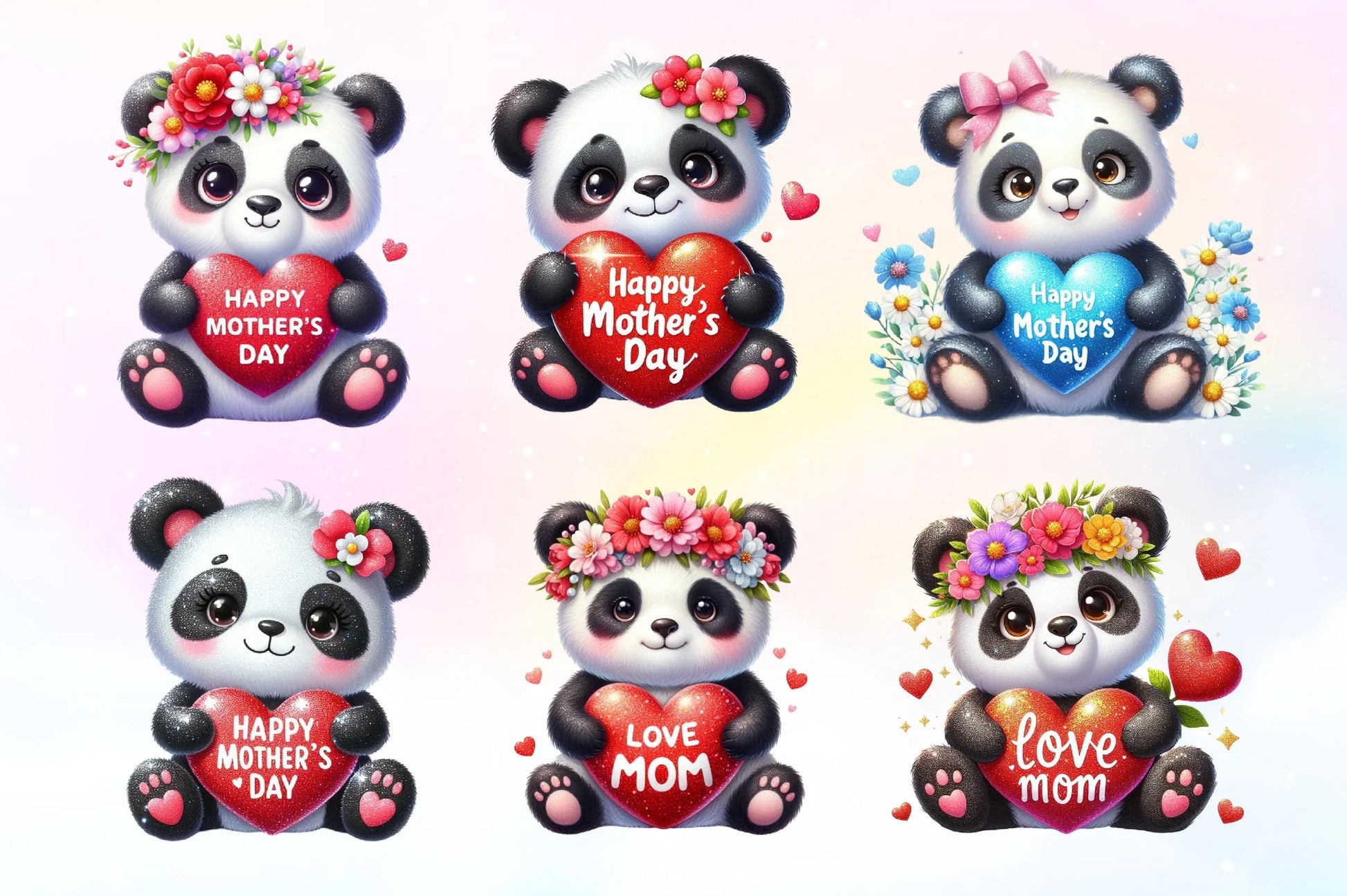 Mother's Day Panda Clipart Bundle 1 - CraftNest - Digital Crafting and Art