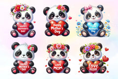 Mother's Day Panda Clipart Bundle 1 - CraftNest - Digital Crafting and Art