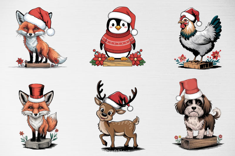 Christmas Animals Clipart Bundle 1 - CraftNest - Digital Crafting and Art