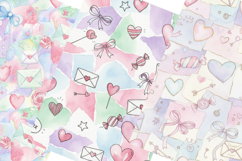 Pastel Valentines Junk Journal Papers - CraftNest - Digital Crafting and Art