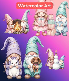 Pastel Christmas Gnomes Clipart Bundle - CraftNest - Digital Crafting and Art