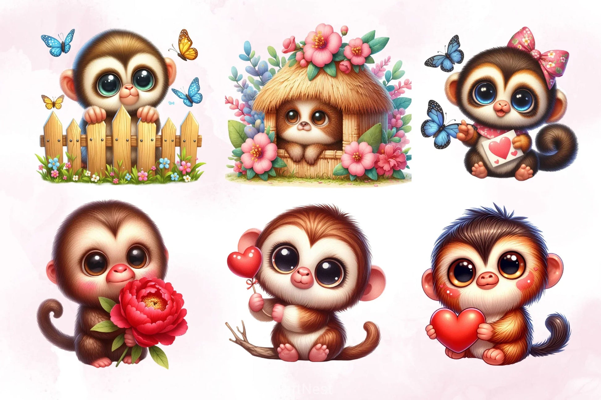 Cute Monkey Clipart Bundle 2 - CraftNest - Digital Crafting and Art