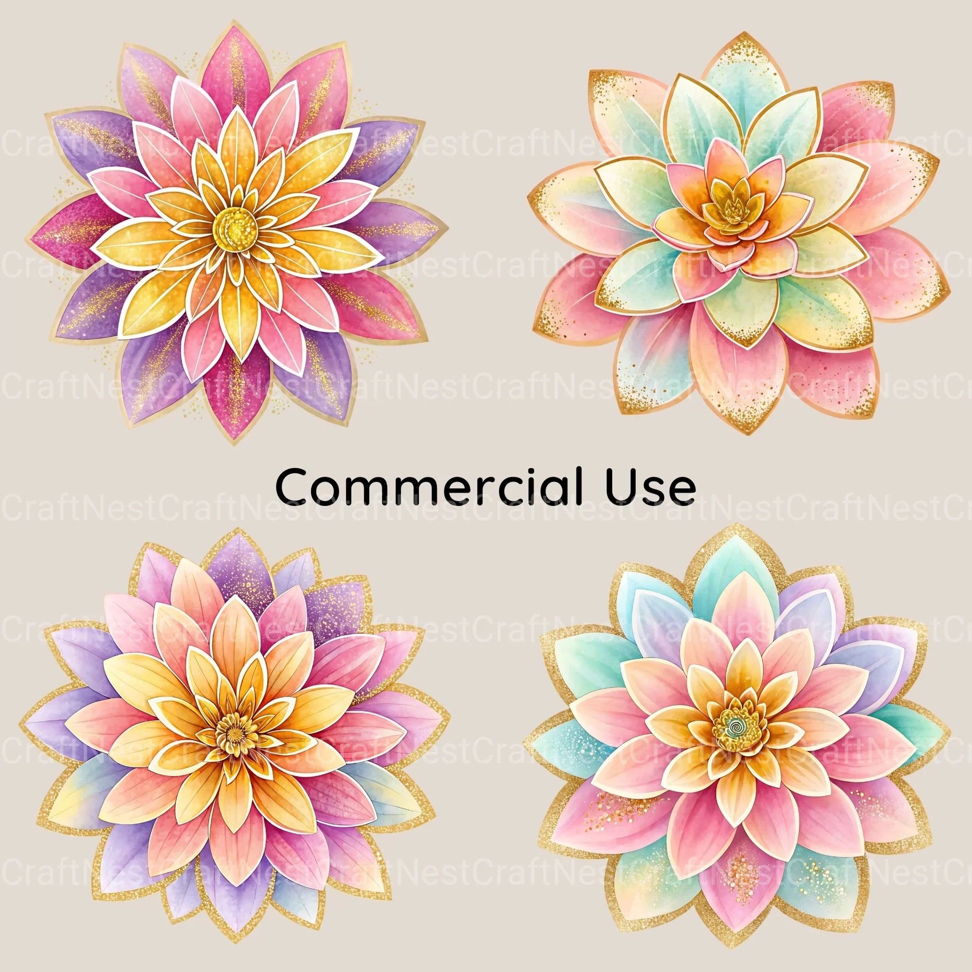 Glitter Flowers Clipart Bundle - CraftNest - Digital Crafting and Art