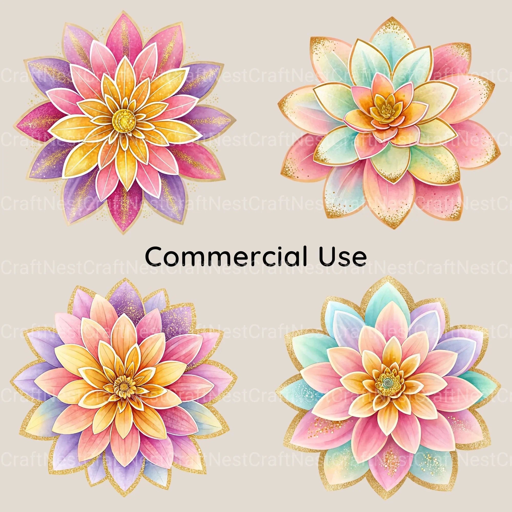 Glitter Flowers Clipart Bundle - CraftNest - Digital Crafting and Art